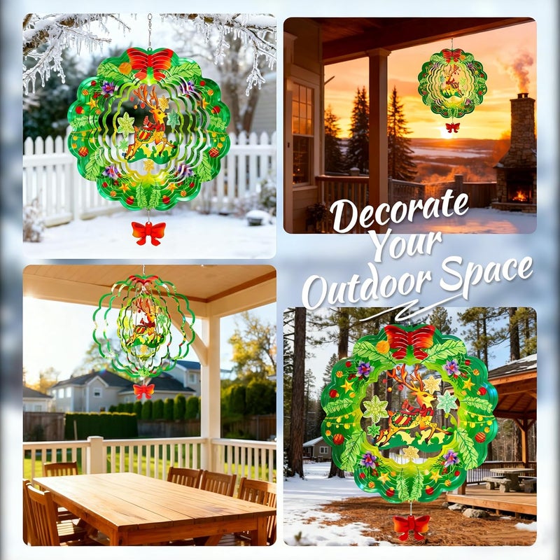SUNCKET Stainless Steel 3D Deer Wind Spinner Garden Yard Patio Porch Decor, Birthday Gifts for Women Mom Grandma, 12 Inch Hanging Wind Spinners Outdoor & Indoor Decoration - Image 4